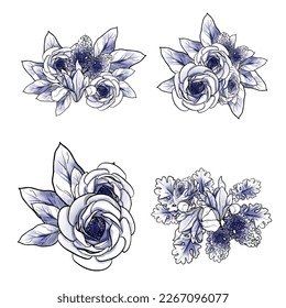 Flowers set. Collection of floral elements