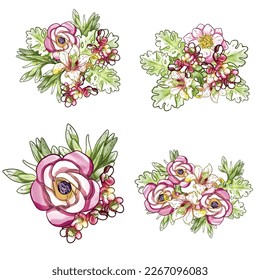 Flowers set. Collection of floral elements