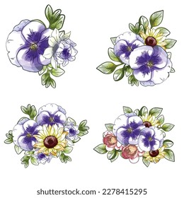 Blumengarnitur. Sammlung von Blumenelementen