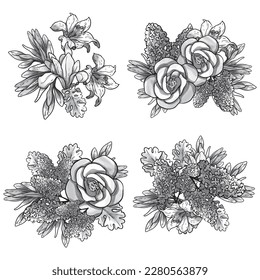 Blumengarnitur. Sammlung von Blumenelementen