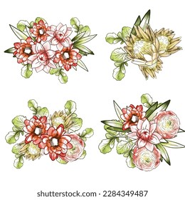 Flowers set. Collection of floral elements