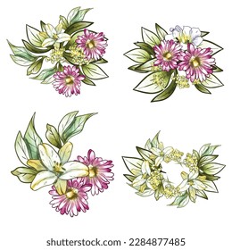 Flowers set. Collection of floral elements