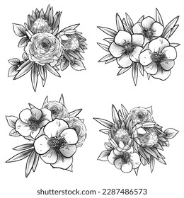 Flowers set. Collection of floral elements