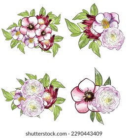 Flowers set. Collection of floral elements