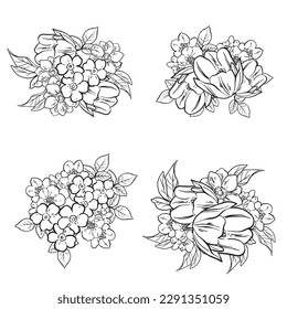 Flowers set. Collection of floral elements