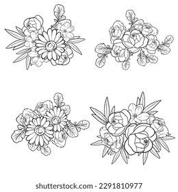 Flowers set. Collection of floral elements