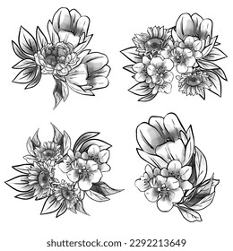 Flowers set. Collection of floral elements
