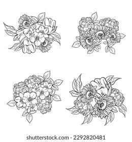 Flowers set. Collection of floral elements