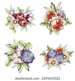 Flowers set. Collection of floral elements