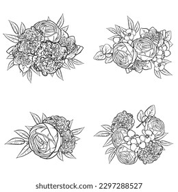 Flowers set. Collection of floral elements