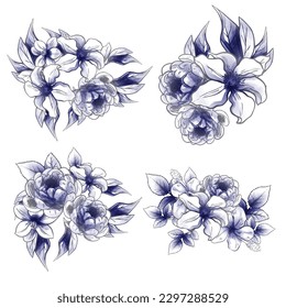 Flowers set. Collection of floral elements