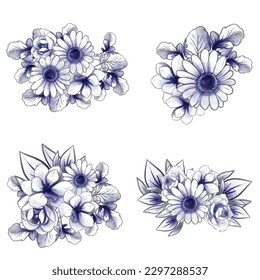 Flowers set. Collection of floral elements