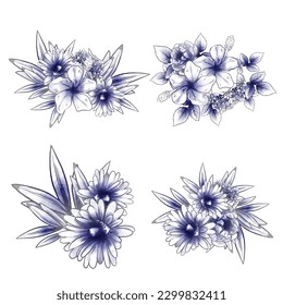 Flowers set. Collection of floral elements