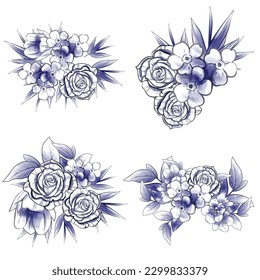 Flowers set. Collection of floral elements