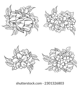 Flowers set. Collection of floral elements