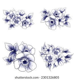 Flowers set. Collection of floral elements