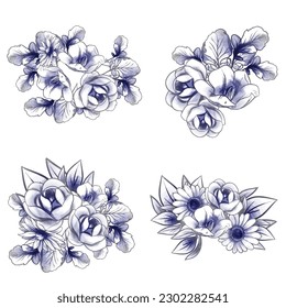 Flowers set. Collection of floral elements