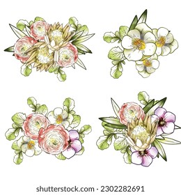 Blumengarnitur. Sammlung von Blumenelementen
