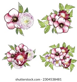 Flowers set. Collection of floral elements