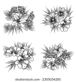 Flowers set. Collection of floral elements
