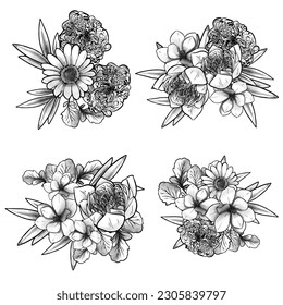 Flowers set. Collection of floral elements
