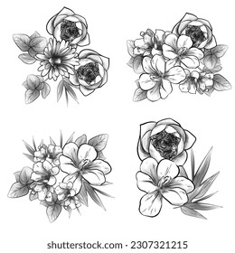 Flowers set. Collection of floral elements