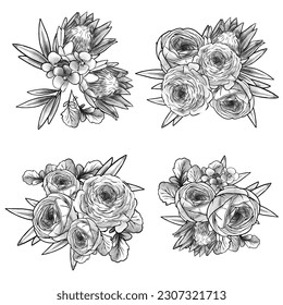 Flowers set. Collection of floral elements