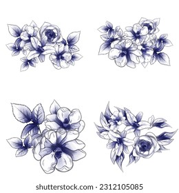 Flowers set. Collection of floral elements