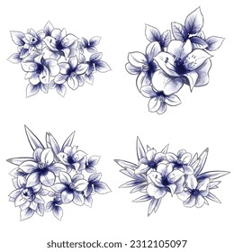 Flowers set. Collection of floral elements