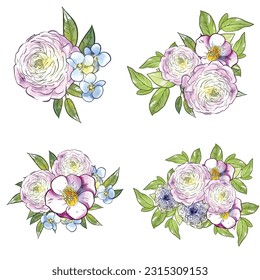 Flowers set. Collection of floral elements