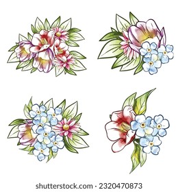 Flowers set. Collection of floral elements