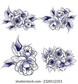 Flowers set. Collection of floral elements