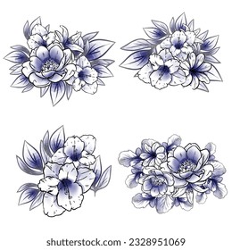 Flowers set. Collection of floral elements