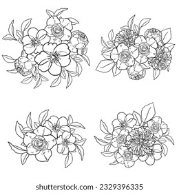 Flores puestas. Colección de elementos florales
