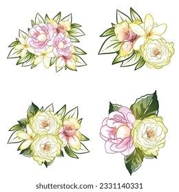 Blumengarnitur. Sammlung von Blumenelementen