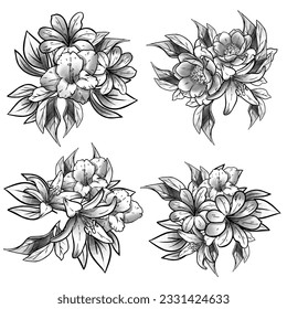 Flowers set. Collection of floral elements