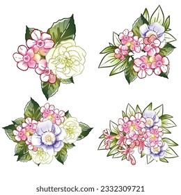 Flowers set. Collection of floral elements