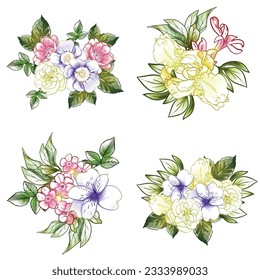 Flowers set. Collection of floral elements