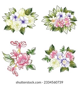 Flowers set. Collection of floral elements