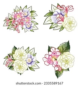 Flowers set. Collection of floral elements