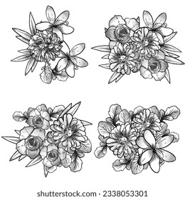 Flowers set. Collection of floral elements