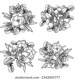 Flowers set. Collection of floral elements