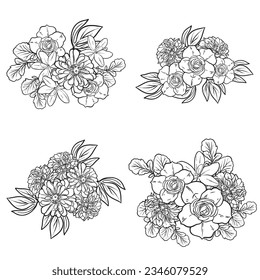 Flores puestas. Colección de elementos florales