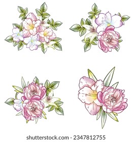 Blumengarnitur. Sammlung von Blumenelementen