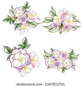 Flowers set. Collection of floral elements