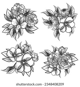 Flowers set. Collection of floral elements