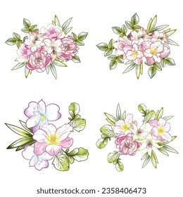 Flowers set. Collection of floral elements