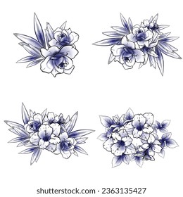 Flowers set. Collection of floral elements