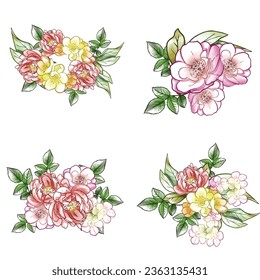 Flowers set. Collection of floral elements