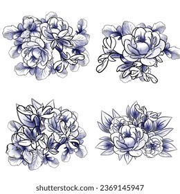 Flowers set. Collection of floral elements